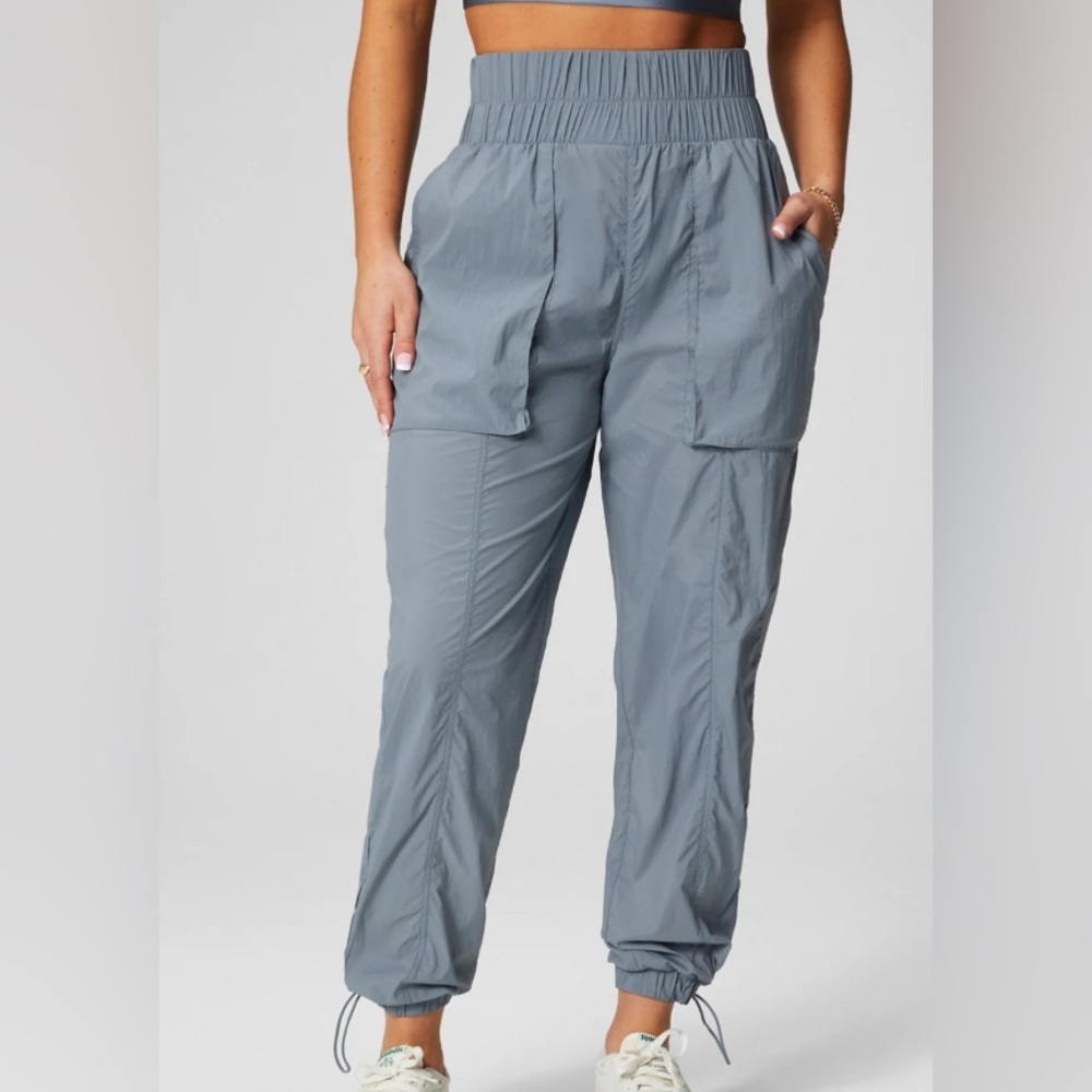 Fabletics ultra high waisted gray nylon Jogger Pants size small